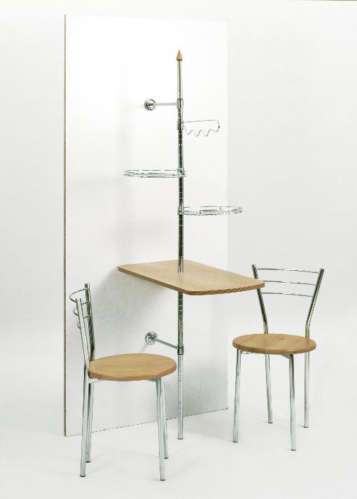 stabiler Wandtisch,Küchendiener, Wandstange, Tisch Buche Dekor, Ablagen