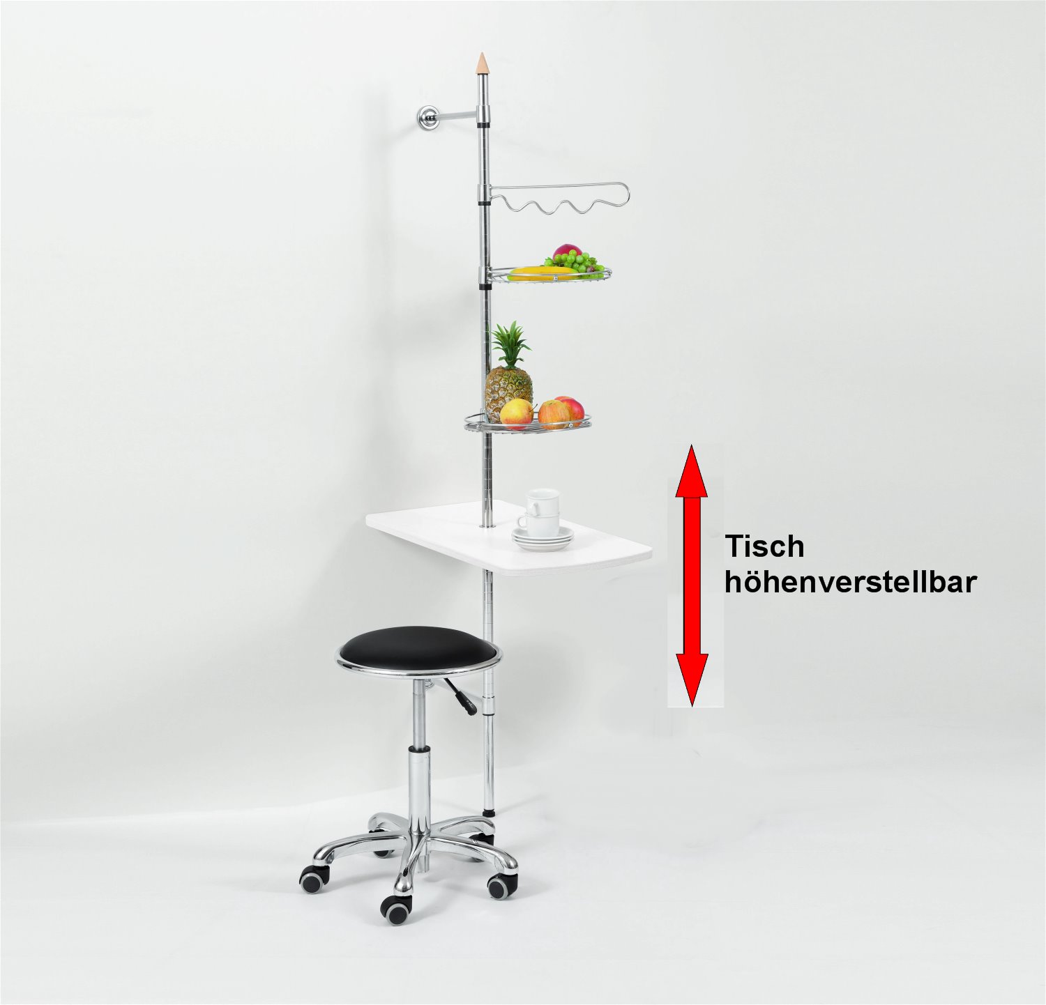 stabiler Wandtisch, Küchendiener, Wandsäule mit Tisch Dekor weiß